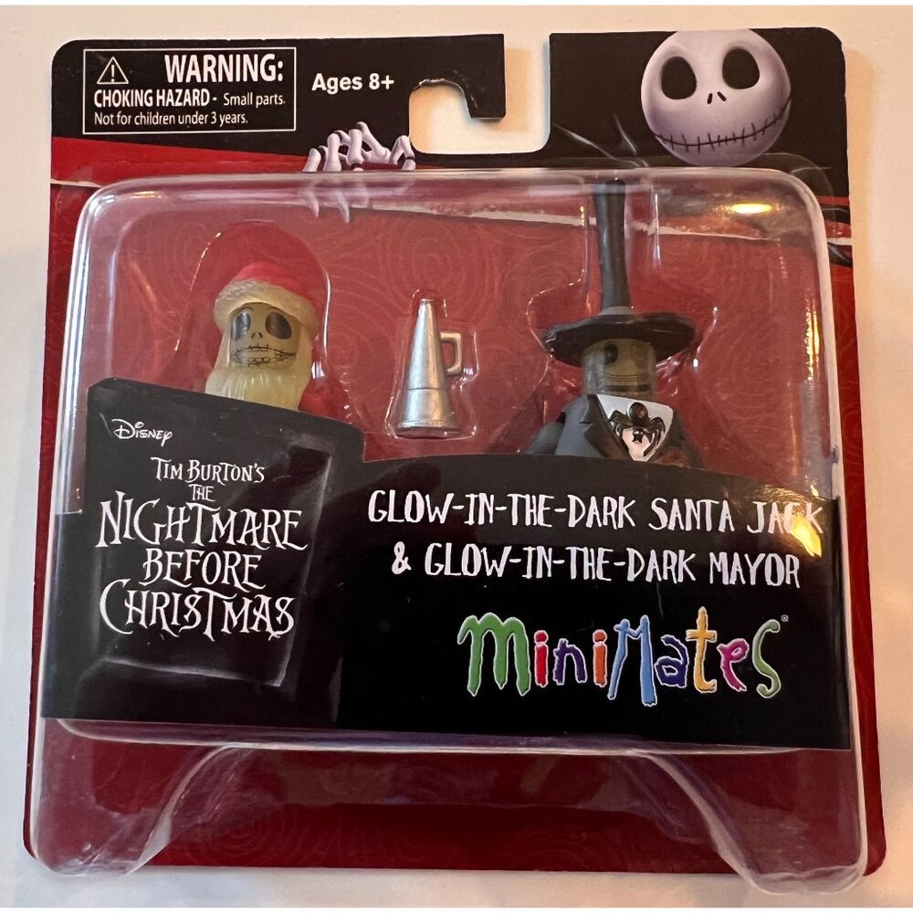 The Nightmare Before Christmas Glow-In-The-Dark Santa Jack & Mayor Minimates Set